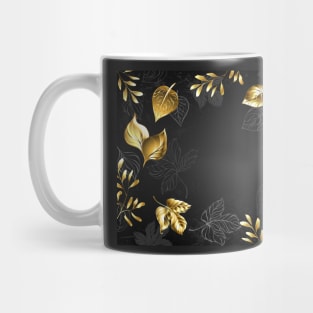 Black Background with Gold Leaves Mug